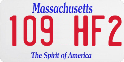 MA license plate 109HF2