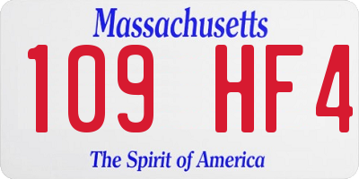 MA license plate 109HF4