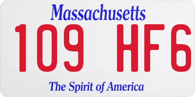 MA license plate 109HF6