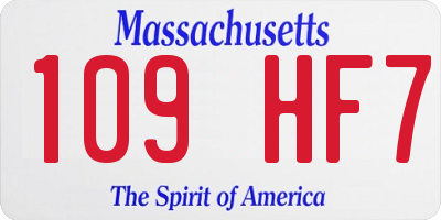 MA license plate 109HF7
