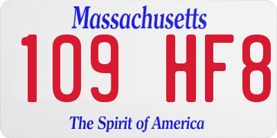 MA license plate 109HF8