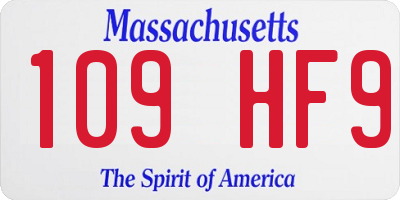 MA license plate 109HF9