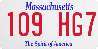 MA license plate 109HG7