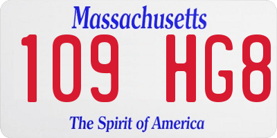 MA license plate 109HG8