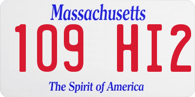 MA license plate 109HI2