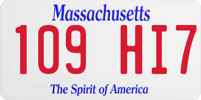 MA license plate 109HI7