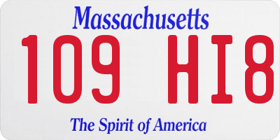 MA license plate 109HI8
