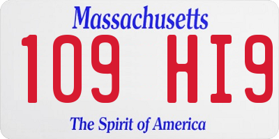 MA license plate 109HI9