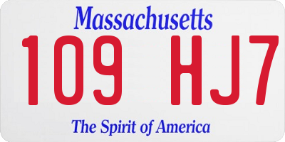 MA license plate 109HJ7