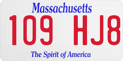 MA license plate 109HJ8
