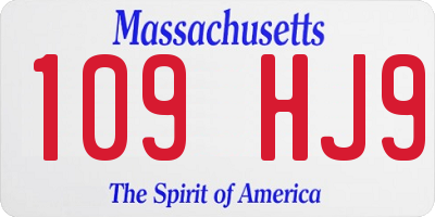 MA license plate 109HJ9