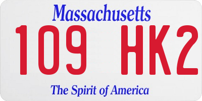 MA license plate 109HK2