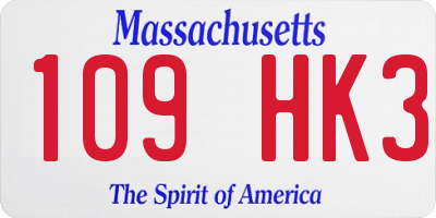 MA license plate 109HK3