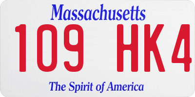 MA license plate 109HK4