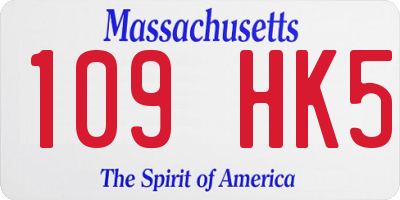 MA license plate 109HK5