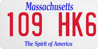 MA license plate 109HK6