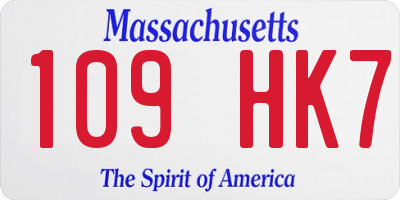 MA license plate 109HK7