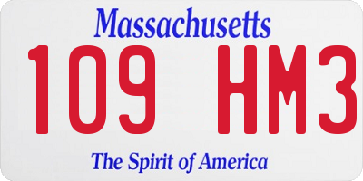 MA license plate 109HM3