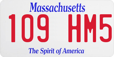 MA license plate 109HM5