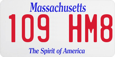 MA license plate 109HM8
