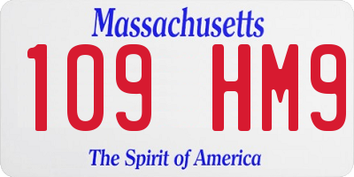 MA license plate 109HM9