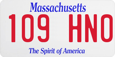 MA license plate 109HN0