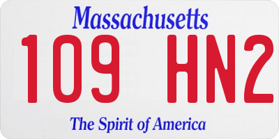 MA license plate 109HN2