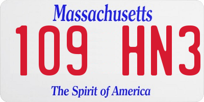 MA license plate 109HN3