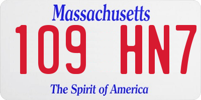 MA license plate 109HN7
