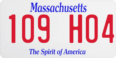 MA license plate 109HO4