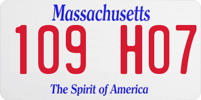 MA license plate 109HO7