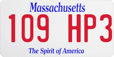 MA license plate 109HP3