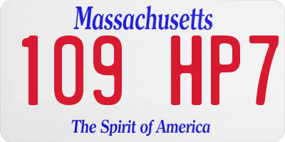 MA license plate 109HP7