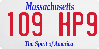 MA license plate 109HP9