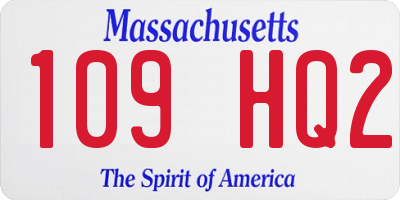 MA license plate 109HQ2