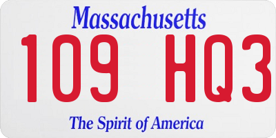 MA license plate 109HQ3