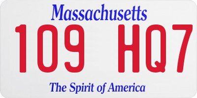 MA license plate 109HQ7