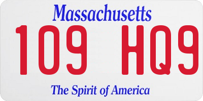 MA license plate 109HQ9