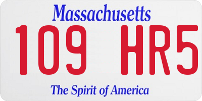 MA license plate 109HR5