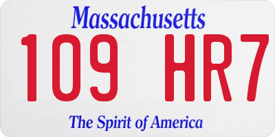 MA license plate 109HR7