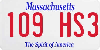 MA license plate 109HS3