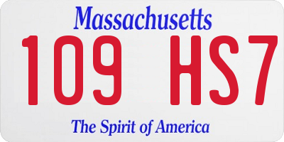 MA license plate 109HS7