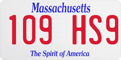 MA license plate 109HS9