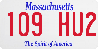 MA license plate 109HU2