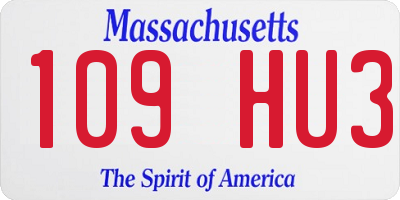 MA license plate 109HU3