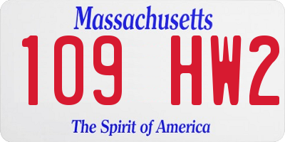 MA license plate 109HW2