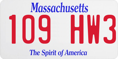 MA license plate 109HW3