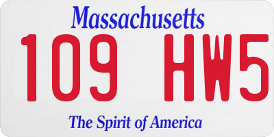 MA license plate 109HW5