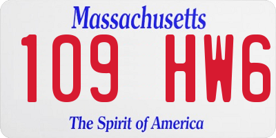 MA license plate 109HW6