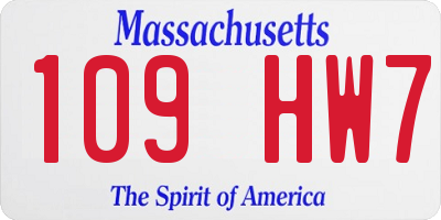 MA license plate 109HW7